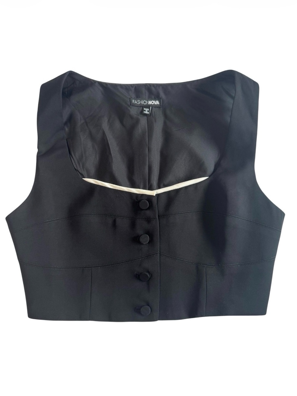 Fashion Nova Black Cropped Button-Front Vest